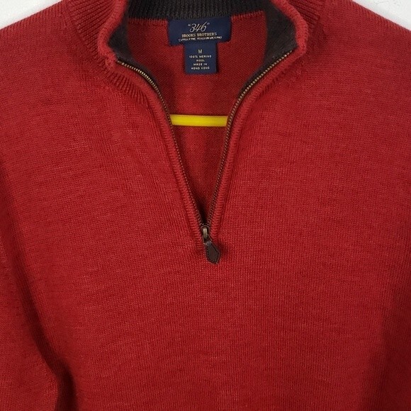 Brooks Brothers 346 Mens 1/4 Zip 100% Merino Wool Sweater Size Medium - Picture 7 of 7